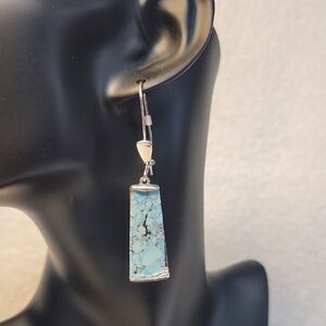 RLM Robert Lee Morris Soho Drop Silver & Mosaic Turquoise Earrings